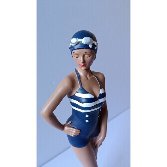 Bathing Beauty Figurine Statue Miami Beach Navy Coastal Art Deco Style New - Picture 5 of 10